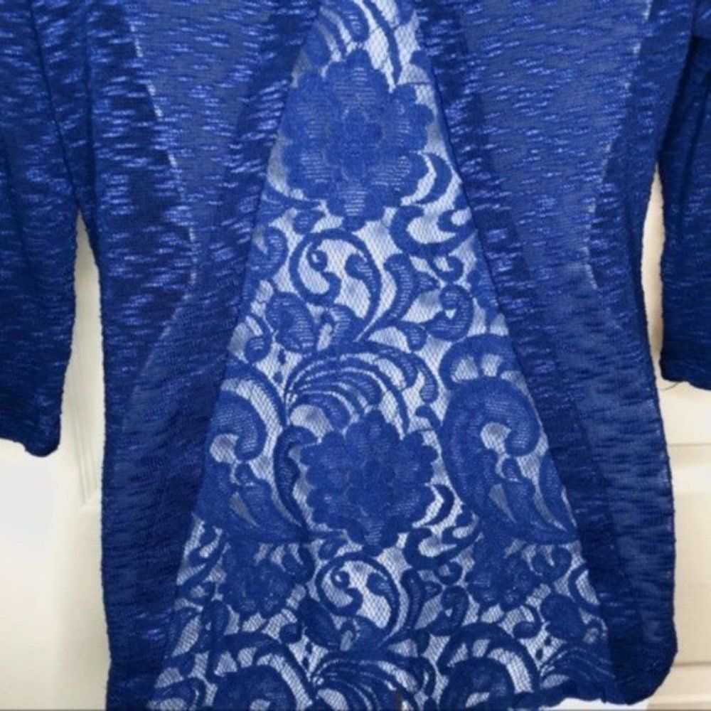💙 Love And Let Love Blue Slub Lace Back Top Blue XS - Picture 6 of 7